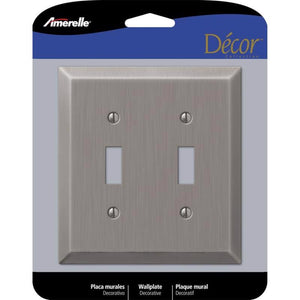 Amerelle Century Antique Nickel 2 gang Stamped Steel Toggle Wall Plate 163TTAN 1 pk