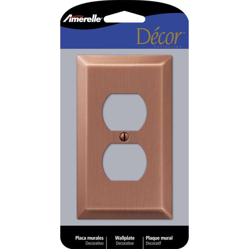 Amerelle Century Antique Copper 1 gang Stamped Steel Duplex Wall Plate 1 pk