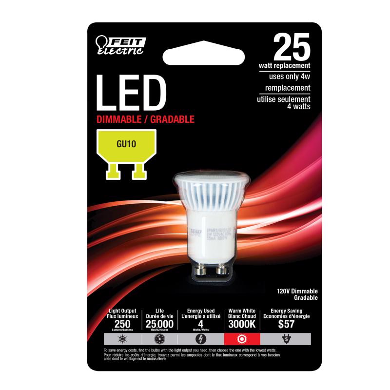 Feit MR11 GU10 LED Bulb Warm White 25 Watt Equivalence 1 pk