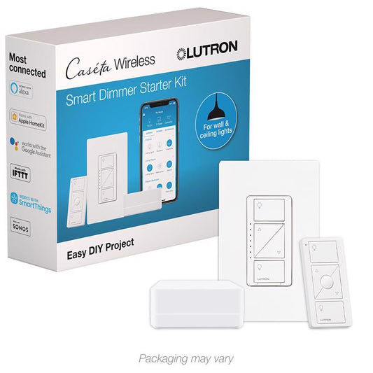 Lutron Caseta White 150 W Wireless Smart-Enabled Dimmer Switch w/Remote Control 1 pk