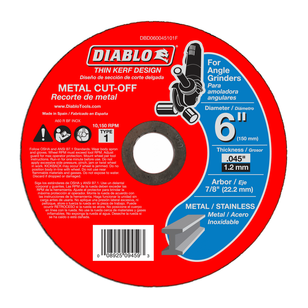 Diablo 6 in. D X 7/8 in. X 0.045 in. thick Aluminum Oxide Metal Cut-Off Disc 1 pk