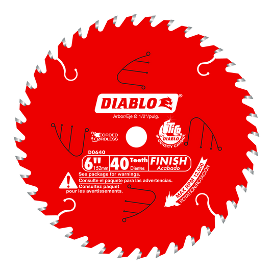Diablo 6 in. D X 1/2 in. TiCo Hi-Density Carbide Finish Saw Blade 40 teeth 1 pk