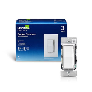 Leviton Decora White 600 W Rocker Dimmer Switch DSL01-M02-3PW 3 pk