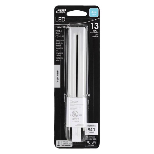 Feit Linear PL GX23-2 LED Bulb Cool White 13 Watt Equivalence 1 pk