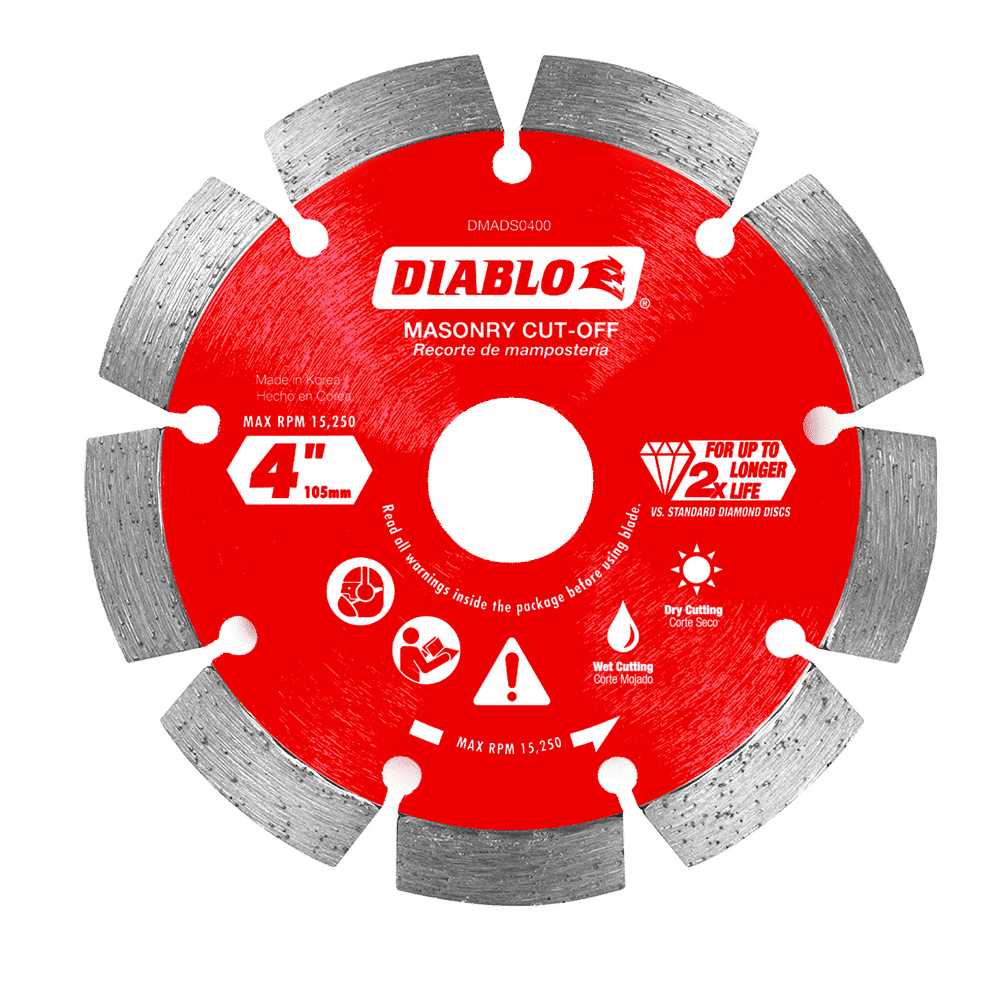 Diablo 4 in. D X 7/8 in. X .087 in. thick Diamond Masonry Cut-Off Disc 1 pk
