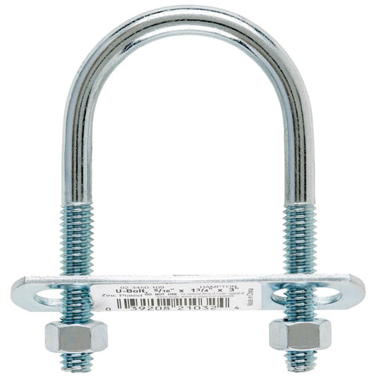 Hampton 5/16 in. X 1-3/4 in. W X 3 in. L Coarse Zinc-Plated Steel U-Bolt