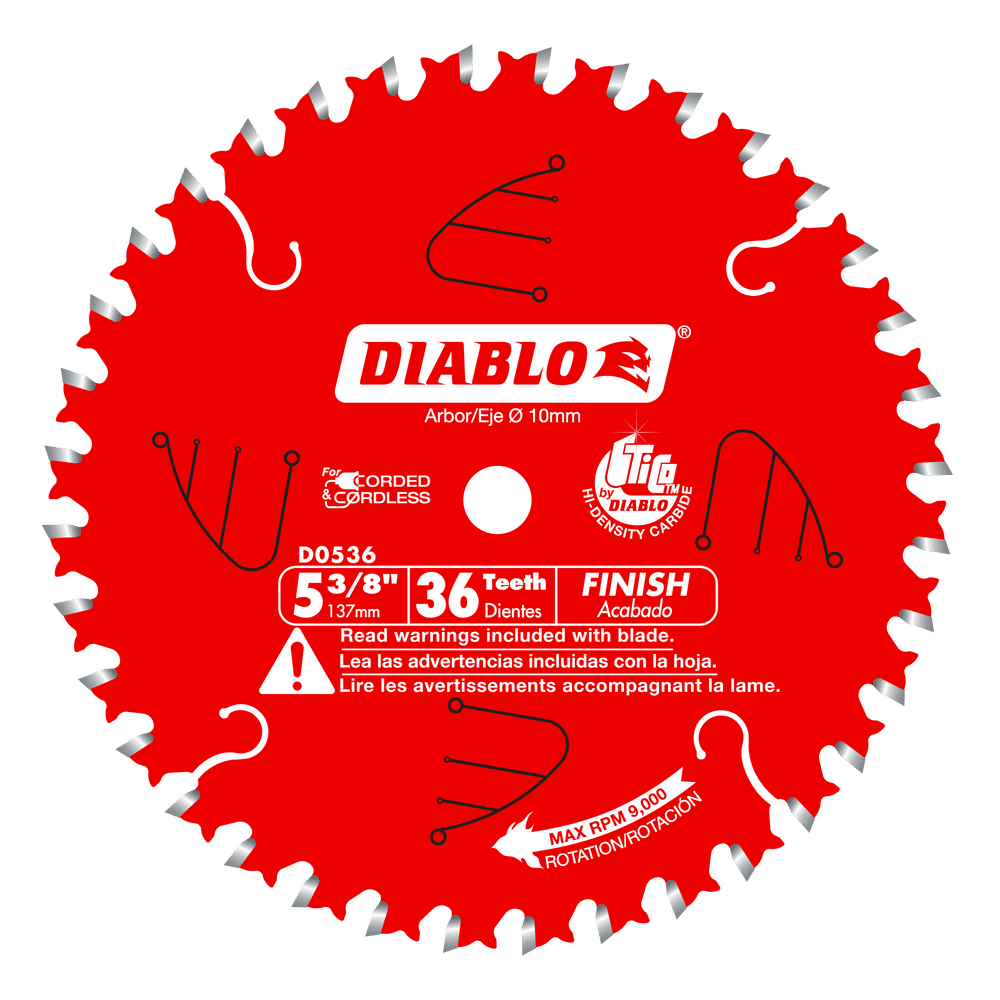 Diablo 5-3/8 in. D X 10 mm TiCo Hi-Density Carbide Trim Saw Blade 36 teeth 1 pk