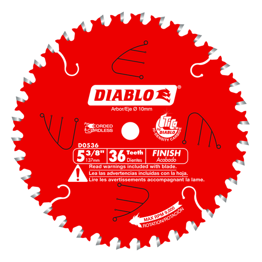 Diablo 5-3/8 in. D X 10 mm TiCo Hi-Density Carbide Trim Saw Blade 36 teeth 1 pk
