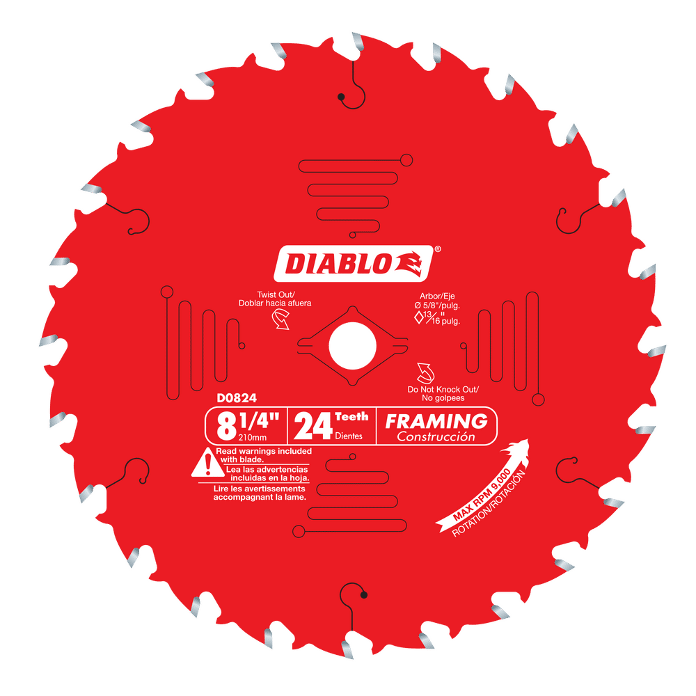 Diablo 8-1/4 in. D X 5/8 in. TiCo Hi-Density Carbide Framing Blade 24 teeth 1 pk