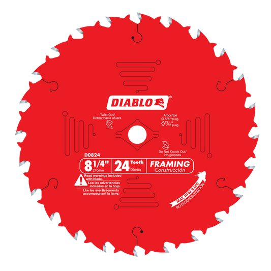Diablo 8-1/4 in. D X 5/8 in. TiCo Hi-Density Carbide Framing Blade 24 teeth 1 pk