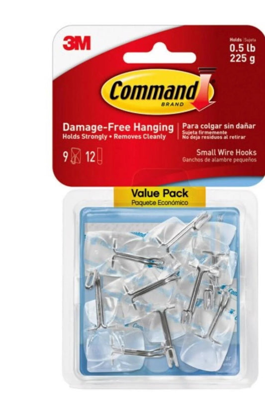 3M Command Small Plastic Wire Hooks 1.625 in. L 9 pk