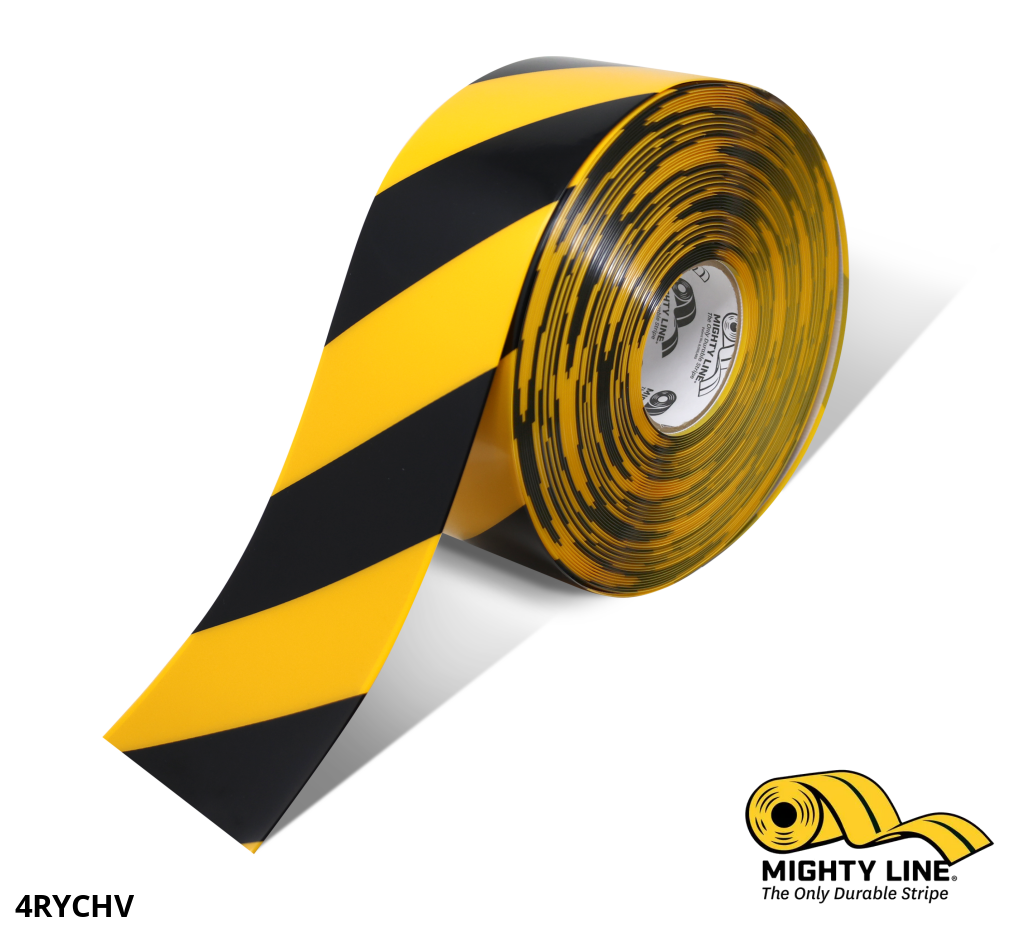 4” Yellow Floor Tape with Black Chevrons – 100’ Roll