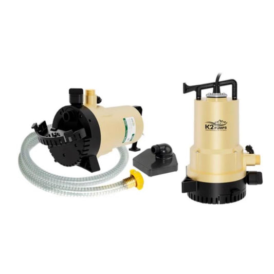 K2 Pumps 1/4 HP 1600 gph Thermoplastic Switchless Switch Dual Suction AC Utility Pump