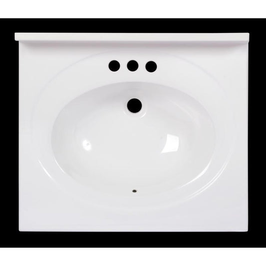 Arstar Standard Cultured Marble Bathroom Sink 25 in. W X 22 in. D White