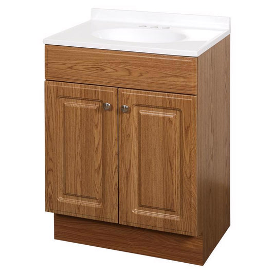 Zenna Home Single Oak Bathroom Vanity 24 in. W X 18 in. D X 35 in. H