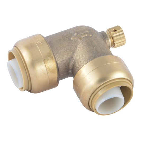 SharkBite Push to Connect 3/4 in. PTC each X 3/4 in. D PTC Brass 90 Degree Elbow w/Drain