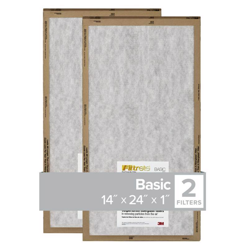 Filtrete 14 in. W X 24 in. H X 1 in. Synthetic 2 MERV Flat Panel Filter 2 pk