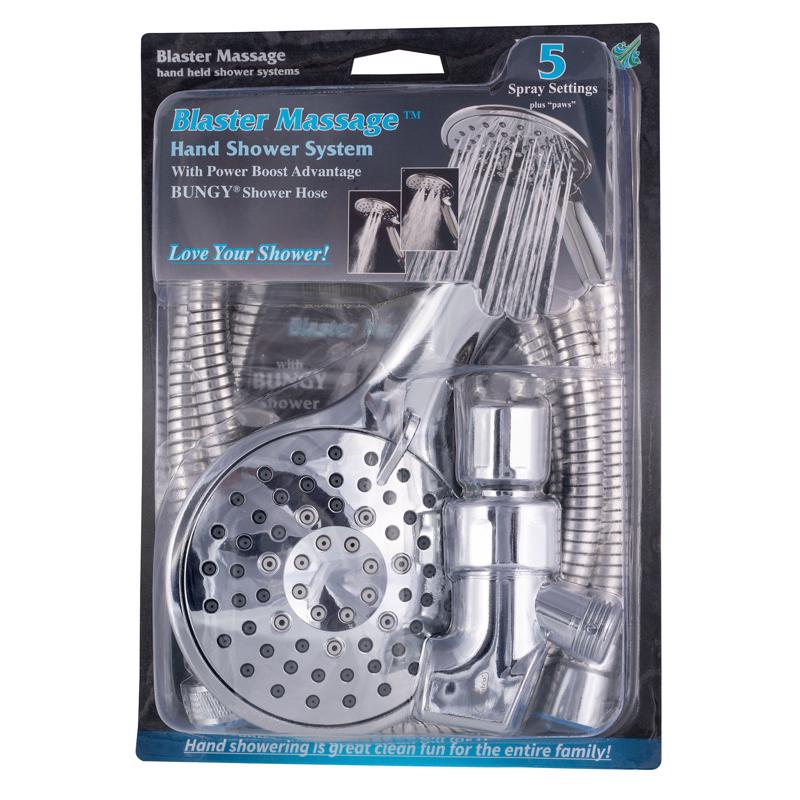Whedon Blaster Massage Chrome Plastic 5 settings Handheld Showerhead 2 gpm