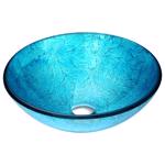 Anzzi Accent Glass Bathroom Sink 16.5 in. W X 16.5 in. D Blue