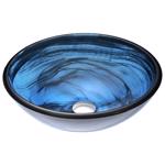 Anzzi Soave Glass Bathroom Sink 16.5 in. W X 16.5 in. D Blue