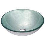 Anzzi Spirito Glass Bathroom Sink 16.5 in. W X 16.5 in. D Silver