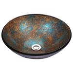 Anzzi Stellar Glass Bathroom Sink 16.5 in. W X 16.5 in. D Emerald Burst