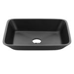 Anzzi Innovio Glass Bathroom Sink 13 in. W X 18.1 in. D Matte Black
