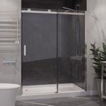Anzzi Rhodes Series 76 in. H X 48 in. W Brushed Nickel Frameless Shower Door