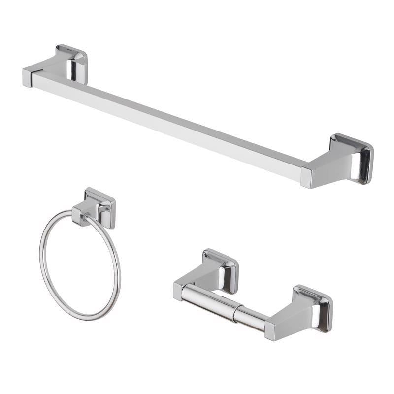 OakBrook Collection Chrome Silver Zinc Towel Bar Set