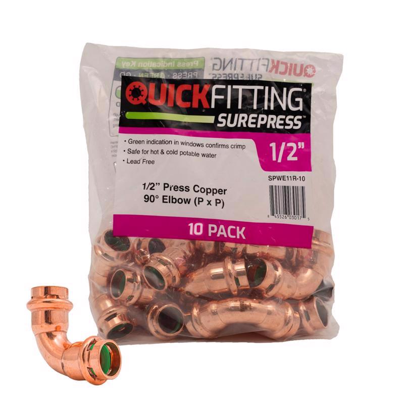 QuickFitting 1/2 in. Press each X 1/2 in. D Press each Copper 90 Degree Elbow 10 pk