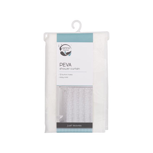 Zenna Home 72 in. H X 70 in. W White Just Leaves Shower Curtain PEVA