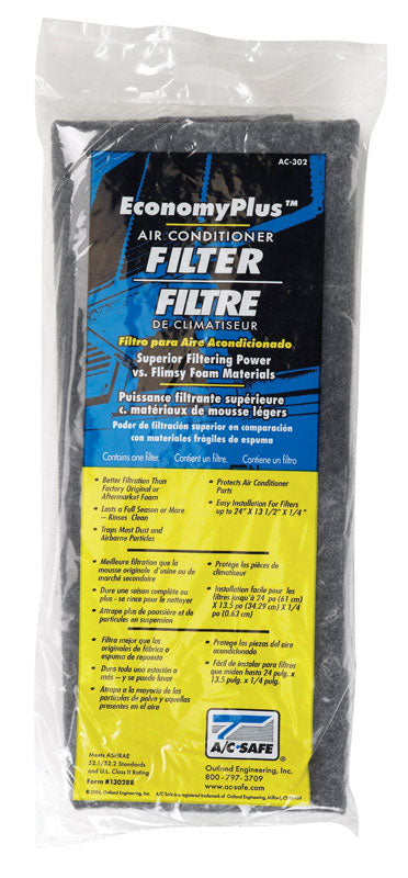AC-Safe EconomyPlus 15 in. W X 24 in. H X 1/4 in. Polyester 17 MERV Air Conditioner Filter 1 pk