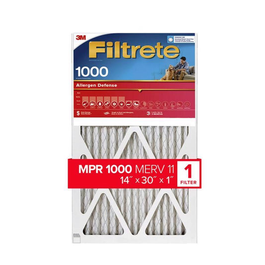 Filtrete Allergen Defense 14 in. W X 30 in. H X 1 in. 1000 MPR Pleated Air Filter 1 pk