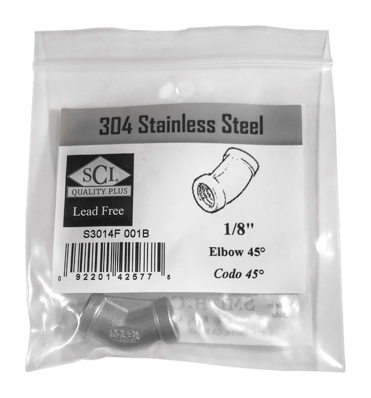 Smith-Cooper 1/8 in. FPT X 1/8 in. FPT Stainless Steel 45 Degree Elbow