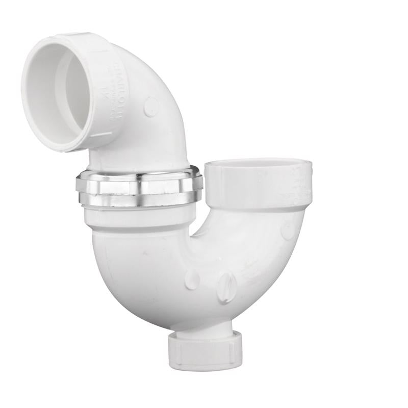 Charlotte Pipe 1-1/2 in. Hub X 1-1/2 in. Hub PVC P-Trap with Clean Out 1 pk