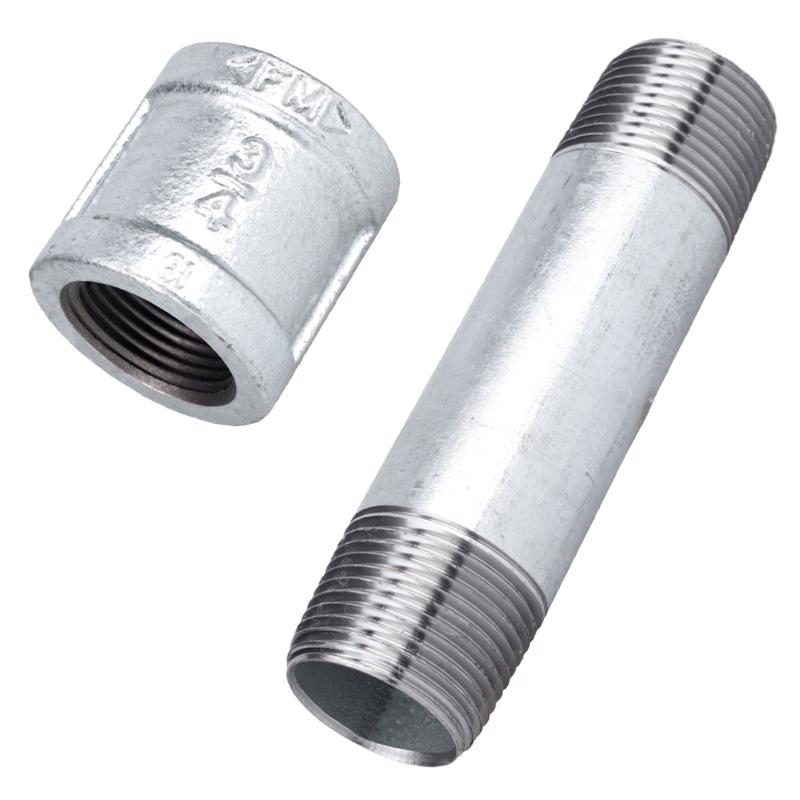 STZ Industries 3/4 in. MPT Galvanized Steel 4 in. L Nipple with Coupling