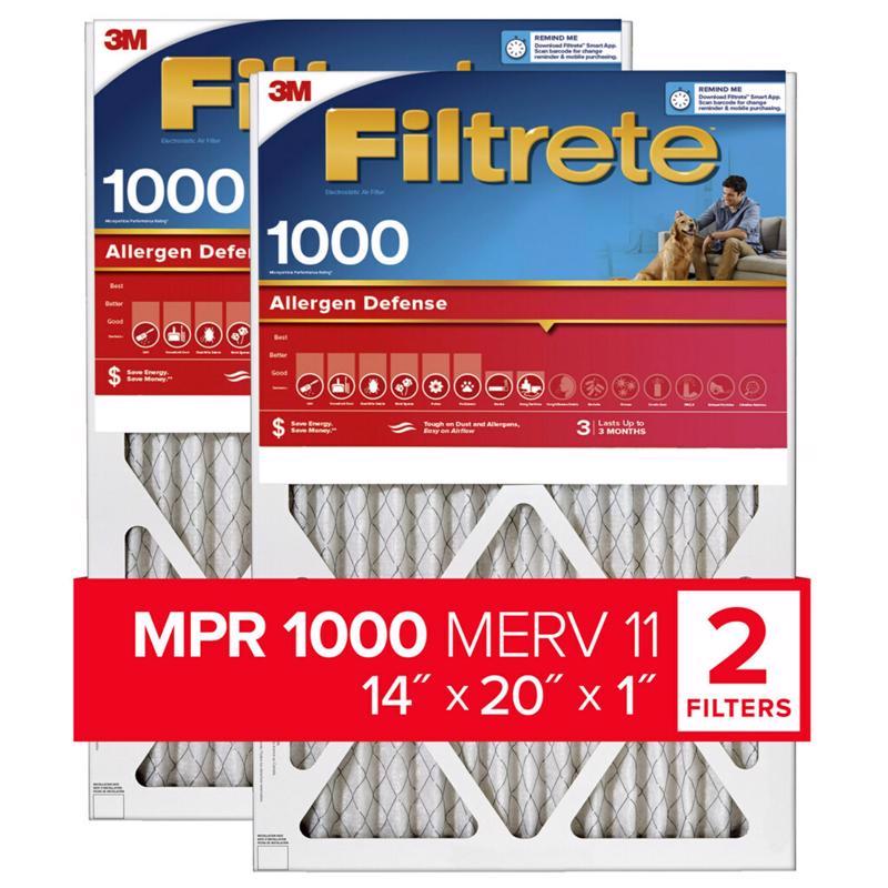 Filtrete 14 in. W X 20 in. H X 1 in. 1000 MPR Pleated Air Filter 2 pk