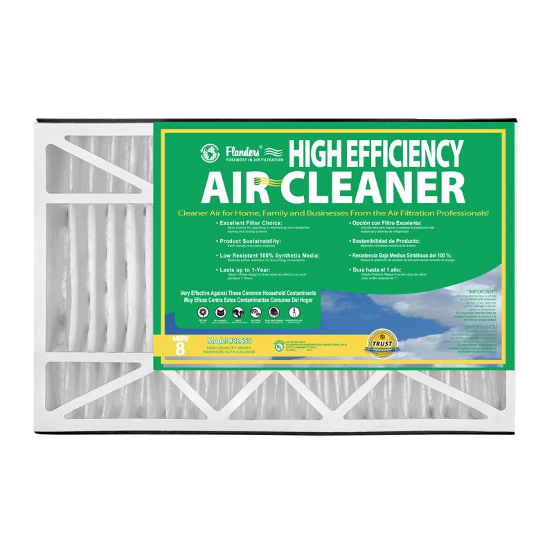 Flanders 16 in. W X 25 in. H X 3 in. Synthetic 8 MERV Pleated Air Filter 1 pk