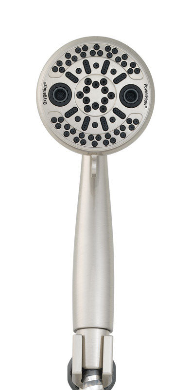 Oxygenics PowerFlow Brushed Nickel ABS 3 settings Handheld Showerhead 1.75 gpm