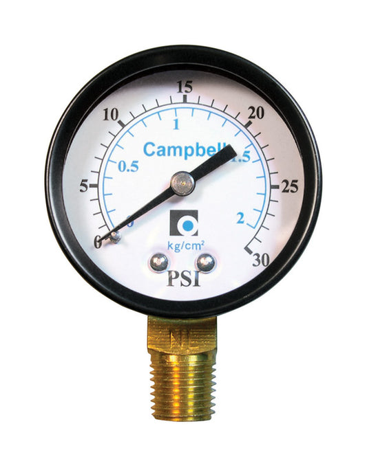 Campbell 2 in. Brass Pressure Gauge 30 psi