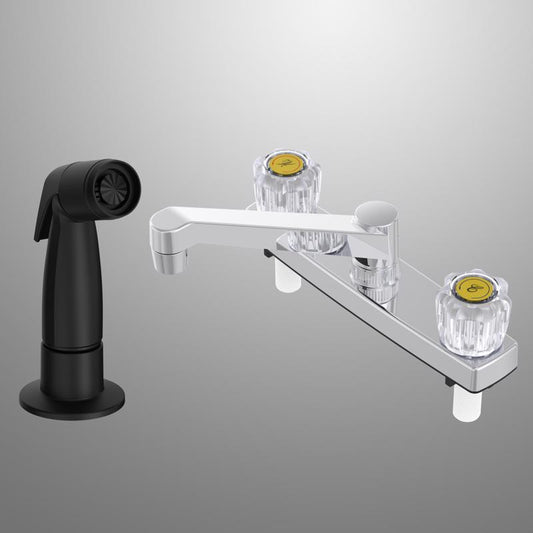 Home Plus Two Handle Chrome Kitchen Faucet Side Sprayer Included
