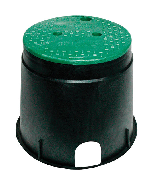 NDS 12-13/16 in. W X 12-13/16 in. D X 10-7/16 in. H Round Valve Box with Overlapping Cover Black/Gre