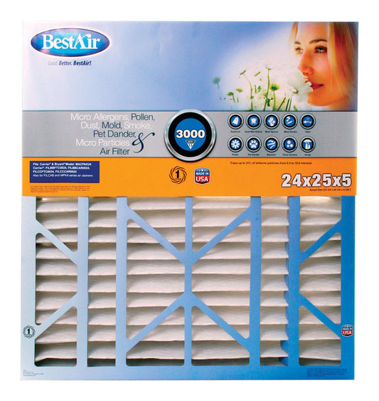 BestAir 24 in. W X 25 in. H X 5 in. 13 MERV Pleated Air Filter 1 pk