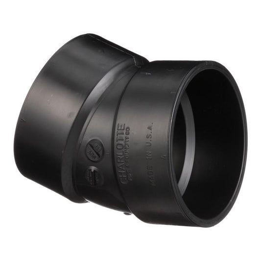 Charlotte Pipe 4 in. Hub X 4 in. D Hub ABS 22-1/2 Degree Elbow