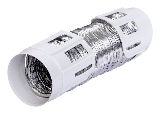 Deflect-O Supurr Flex 8 ft. L X 4 in. D Silver/White Aluminum/Plastic Dryer Vent Kit