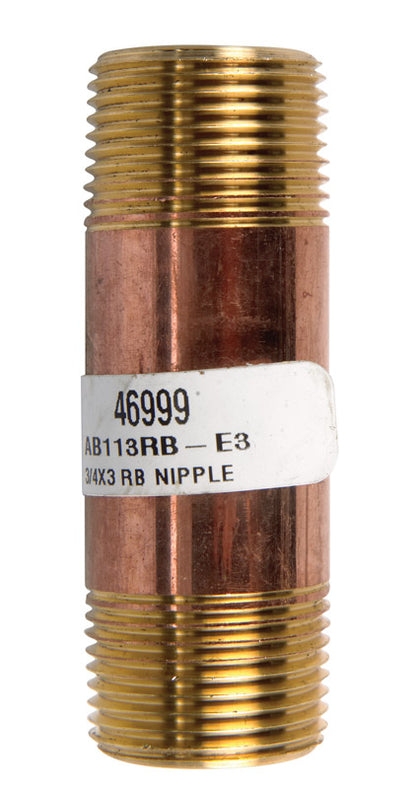 Anderson Metals 3/4 in. MPT X 3/4 in. MPT Red Red Brass Nipple 3 in. L