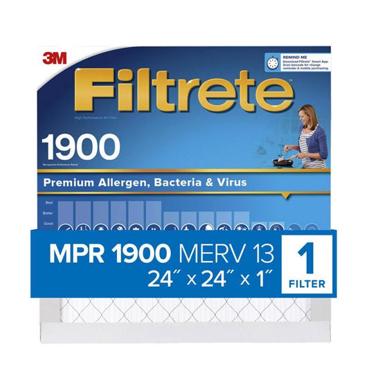 Filtrete 24 in. W X 24 in. H X 1 in. Polypropylene 1900 MPR Pleated Allergen Air Filter 1 pk