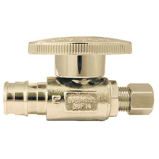 Apollo Pex A 1/2 in. Barb in to X 1/4 in. Compression Brass Straight Stop Valve