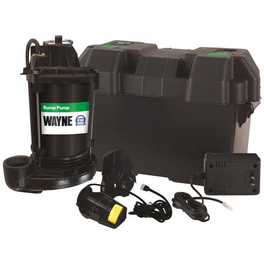 Wayne 1/2 HP 2,500 gph Cast Iron Reed Switch Battery Submersible Backup Sump Pump 8 ft