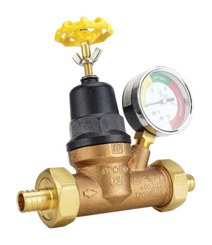 Apollo 3/4 in. Double Union Double Union PEX Bronze Water Pressure Regulator with Gauge APXPRV34WG
